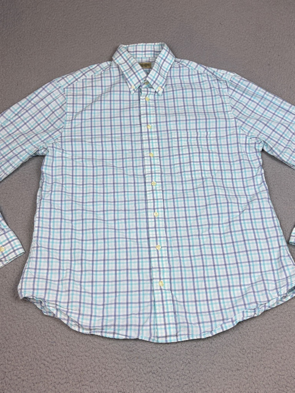 Gitman Bro's Shirt Size XL Blue Plaid Button Down Shirt Cotton Made in the USA
